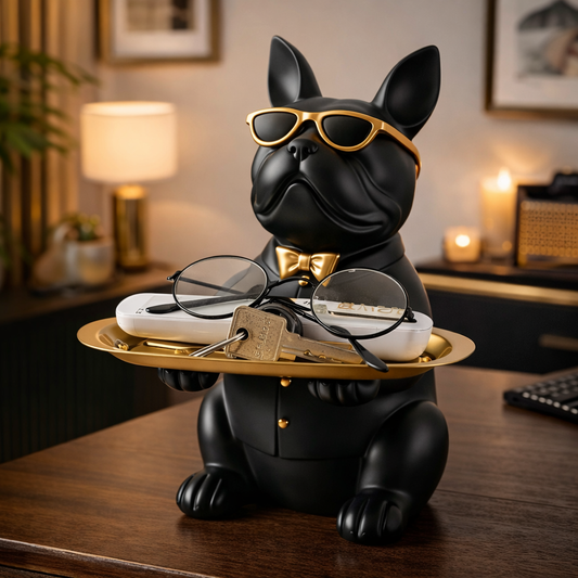 Multi-Functional Bulldog Tray Statue