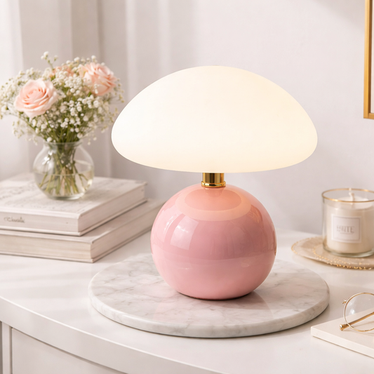 French Cream Mushroom Table Lamp