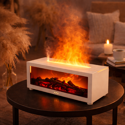 Flame Aroma Humidifier – LED Flame Effect Essential Oil Diffuser with Remote Control & Ultrasonic Mist
