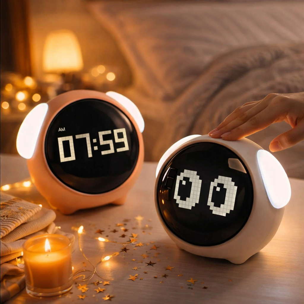 Digital Emotion Alarm Clock – LED Touch Night Light