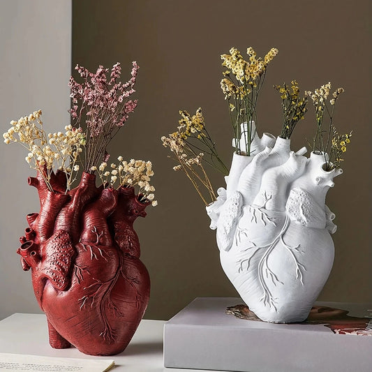 Nordic Anatomical Heart Vase – Resin Decorative Flower Pot & Artistic Anatomy Sculpture for Home Decor